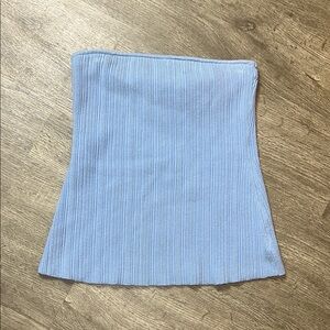Anna Quan Light Blue Ribbed Strapless Tube‎ Top